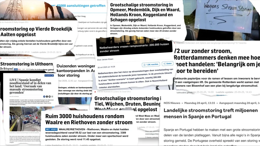 Krantartikelen over stroomstoringen in Noord-Holland